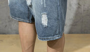 Short Jeans Pants for Men Ripped Cargo Baggy Loose Half Long Man Denim Shorts Bermuda Wide Original Jorts New in Luxury Popular