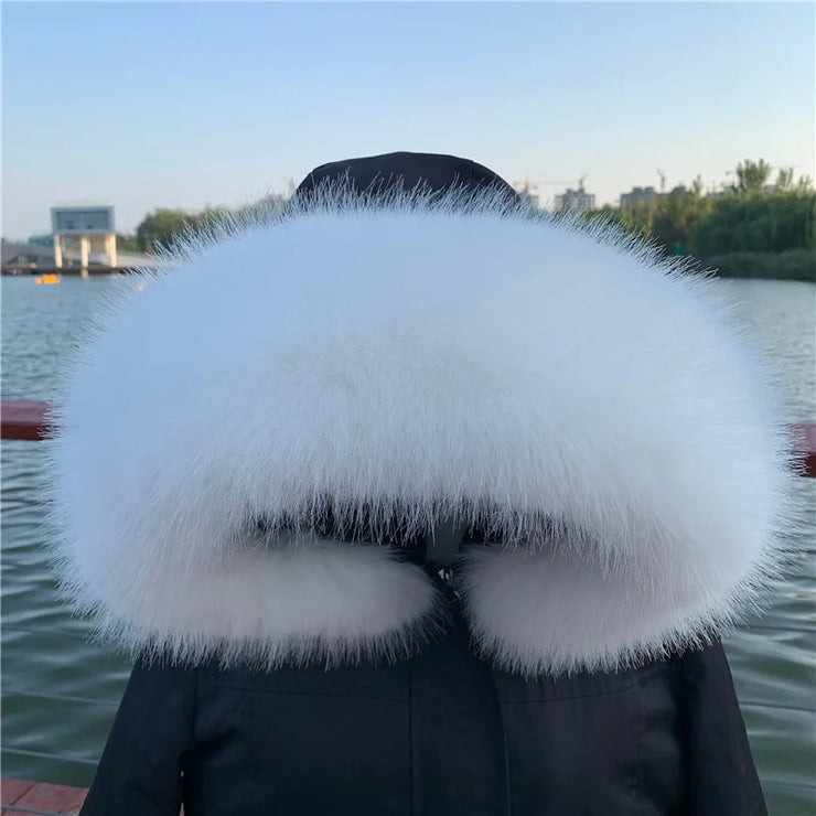 Winter Coat Fur Collar Faux Fur Trim Hoodie Fur For Hood Collar Decor Fake Fur Scarf Women Furry Scarves Shawl Detchable DIY