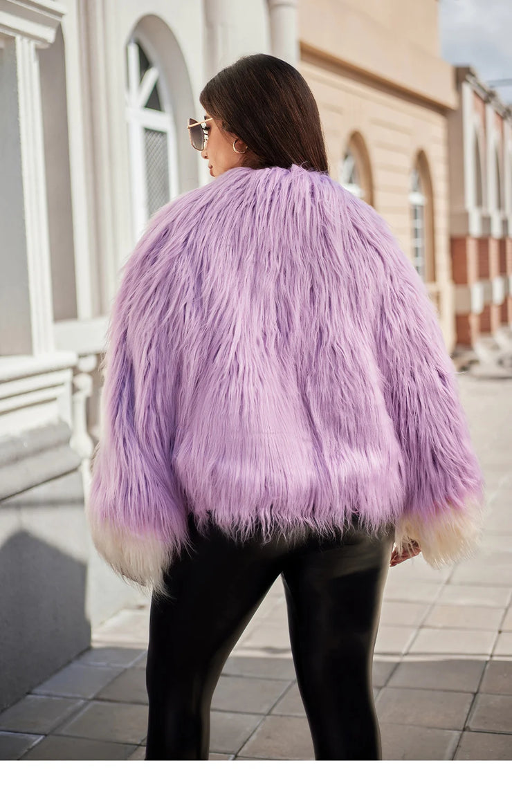 Women Winter Cardigan Fur Jacket Girl Streetwear