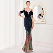 Elegant Formal Sequin Glitter Beaded Long Dress