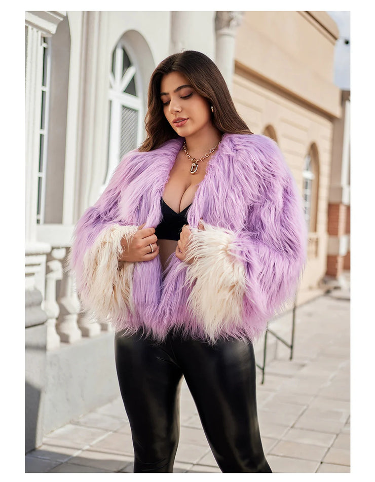 Women Winter Cardigan Fur Jacket Girl Streetwear