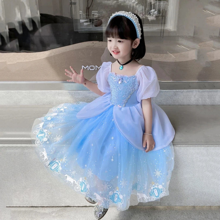 Cinderella Dress Girls Halloween Christmas Ball Gown