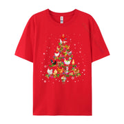 Chicken Christmas Tree Ornament Decor Xmas T-Shirt Male Fashionable Tops & Tees Round Neck Cotton Fabric Normal