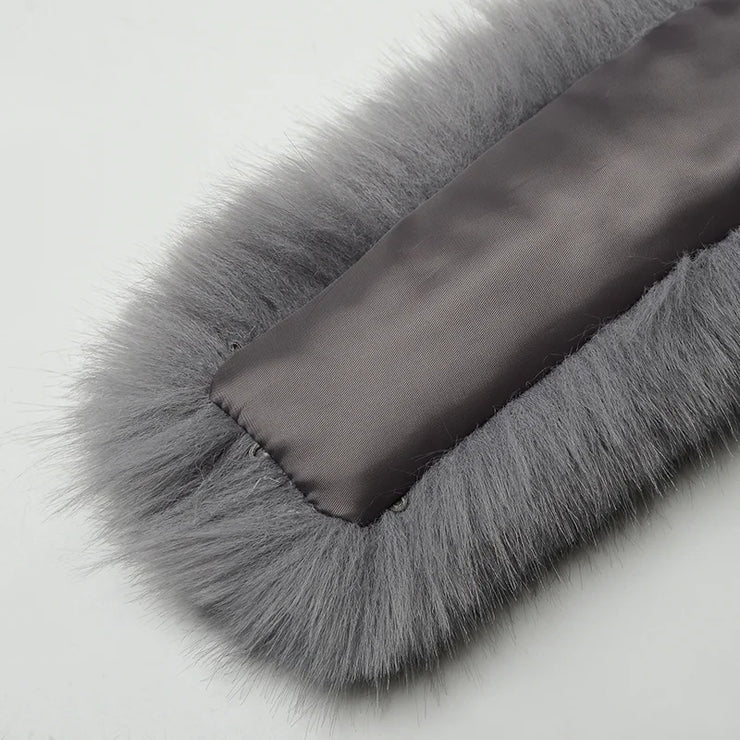 Winter Coat Fur Collar Faux Fur Trim Hoodie Fur For Hood Collar Decor Fake Fur Scarf Women Furry Scarves Shawl Detchable DIY