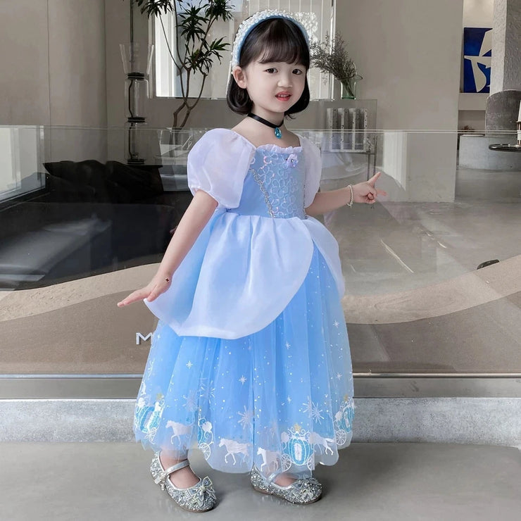 Cinderella Dress Girls Halloween Christmas Ball Gown