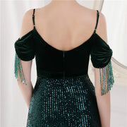 Elegant Formal Sequin Glitter Beaded Long Dress