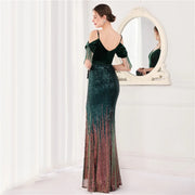 Elegant Formal Sequin Glitter Beaded Long Dress