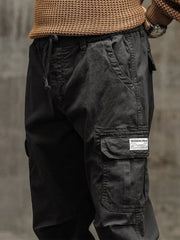 Men's Cargo Pants  Multi-Pockets Banded Waist Heavy Cotton