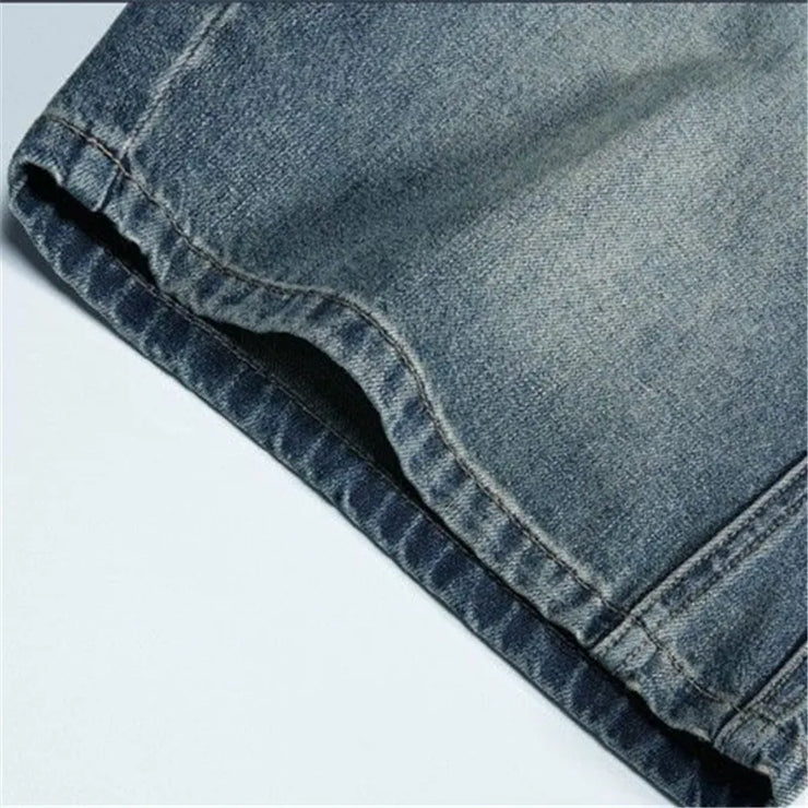 Washed Blue Summer Denim Shorts Men Retro Shorts Mens Japanese Streetwear Hip Hop Loose Straight Jeans Shorts Male Clothing M-5X