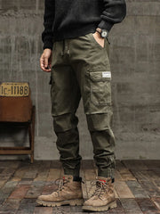 Men's Cargo Pants  Multi-Pockets Banded Waist Heavy Cotton