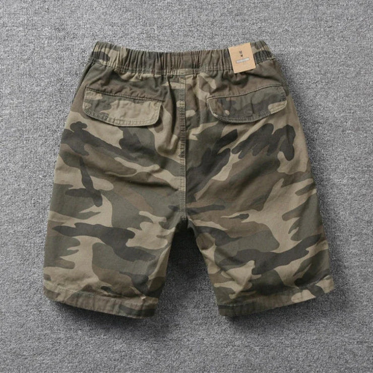 Men's Cargo Shorts Camo Camouflage with Draw String Male Short Pants Black Big and Tall Strech Clothing Comfortable Casual Homme