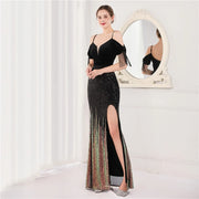 Elegant Formal Sequin Glitter Beaded Long Dress