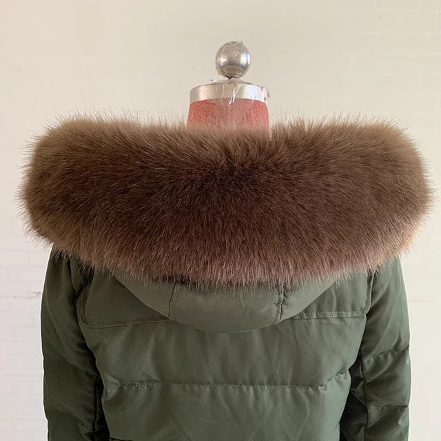 Winter Coat Fur Collar Faux Fur Trim Hoodie Fur For Hood Collar Decor Fake Fur Scarf Women Furry Scarves Shawl Detchable DIY