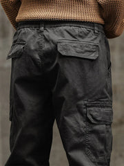 Men's Cargo Pants  Multi-Pockets Banded Waist Heavy Cotton