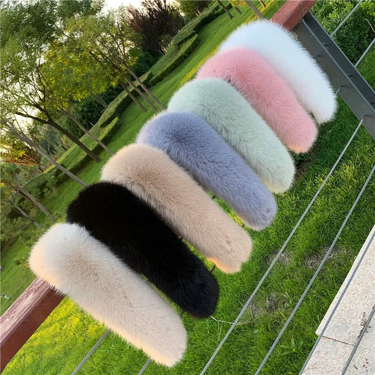 Winter Coat Fur Collar Faux Fur Trim Hoodie Fur For Hood Collar Decor Fake Fur Scarf Women Furry Scarves Shawl Detchable DIY