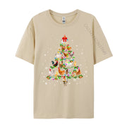 Chicken Christmas Tree Ornament Decor Xmas T-Shirt Male Fashionable Tops & Tees Round Neck Cotton Fabric Normal