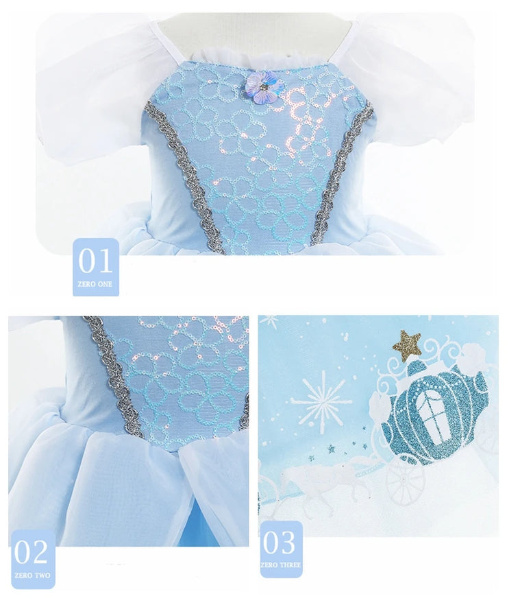 Cinderella Dress Girls Halloween Christmas Ball Gown