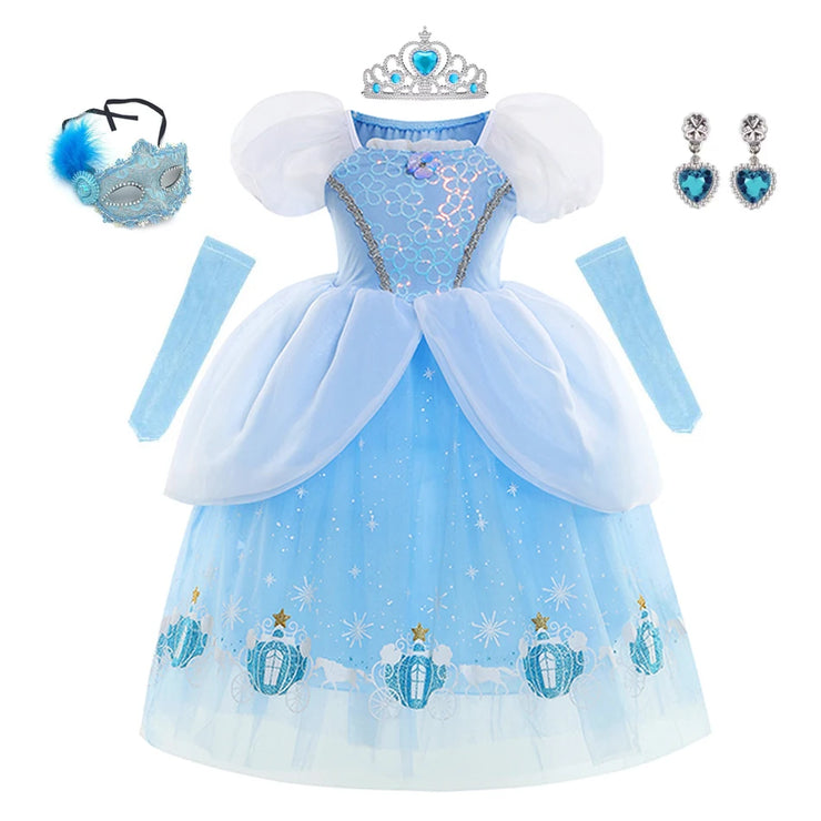 Cinderella Dress Girls Halloween Christmas Ball Gown