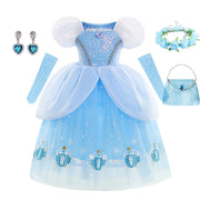 Cinderella Dress Girls Halloween Christmas Ball Gown