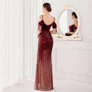 Elegant Formal Sequin Glitter Beaded Long Dress