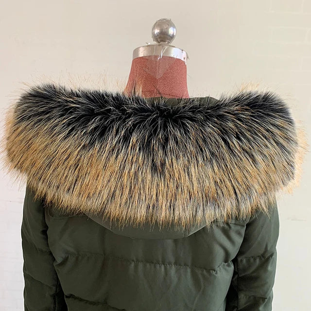 Winter Coat Fur Collar Faux Fur Trim Hoodie Fur For Hood Collar Decor Fake Fur Scarf Women Furry Scarves Shawl Detchable DIY