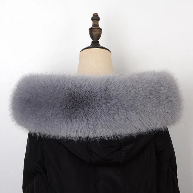 Winter Coat Fur Collar Faux Fur Trim Hoodie Fur For Hood Collar Decor Fake Fur Scarf Women Furry Scarves Shawl Detchable DIY