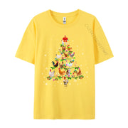 Chicken Christmas Tree Ornament Decor Xmas T-Shirt Male Fashionable Tops & Tees Round Neck Cotton Fabric Normal