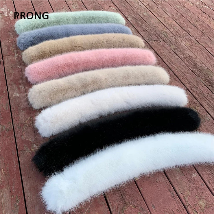 Winter Coat Fur Collar Faux Fur Trim Hoodie Fur For Hood Collar Decor Fake Fur Scarf Women Furry Scarves Shawl Detchable DIY