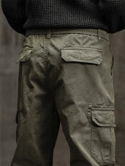 Men's Cargo Pants  Multi-Pockets Banded Waist Heavy Cotton