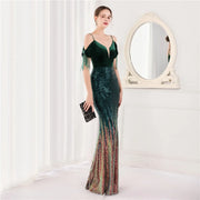 Elegant Formal Sequin Glitter Beaded Long Dress