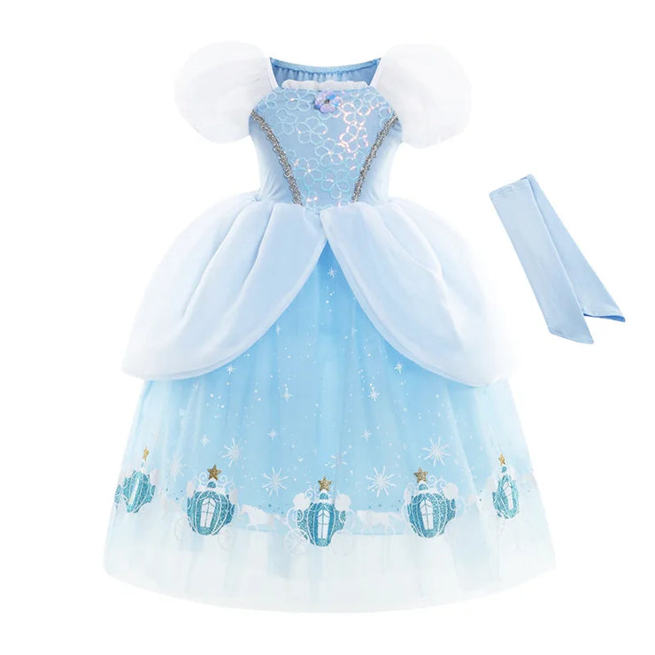 Cinderella Dress Girls Halloween Christmas Ball Gown