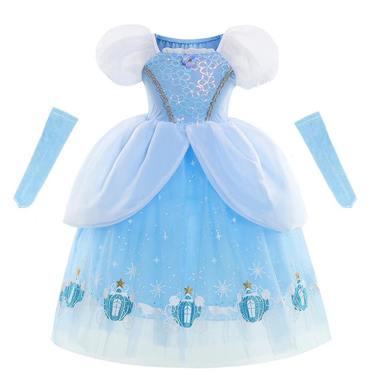 Cinderella Dress Girls Halloween Christmas Ball Gown