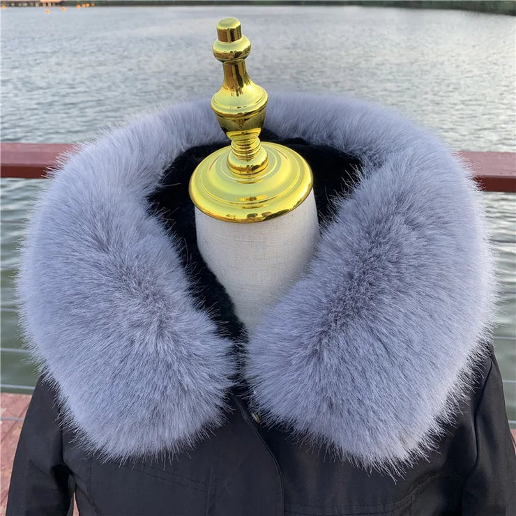 Winter Coat Fur Collar Faux Fur Trim Hoodie Fur For Hood Collar Decor Fake Fur Scarf Women Furry Scarves Shawl Detchable DIY