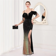 Elegant Formal Sequin Glitter Beaded Long Dress