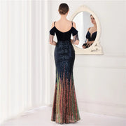 Elegant Formal Sequin Glitter Beaded Long Dress